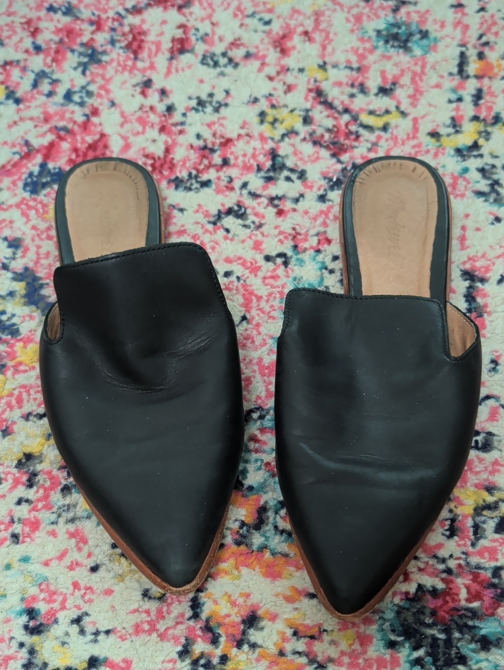 Madewell Black Pointed Leather Mules